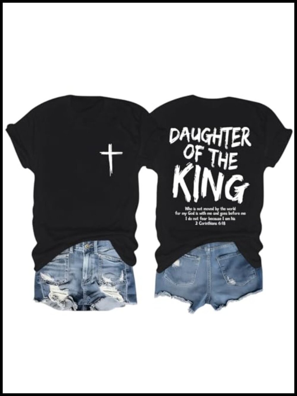 Christian Daughter of The King Graphic Tee Cotton Blend Loose Fit Short Sleeve